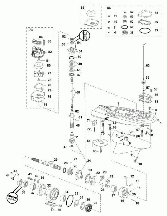  ������� E115DHXAFF  - gearcase, O-type / ��������, O-type