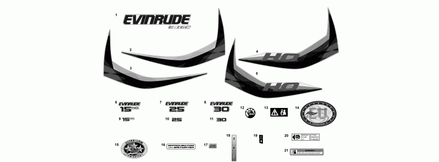 �������� ��������� ����� Evinrude E15HPGLAFB  - decals - ��������