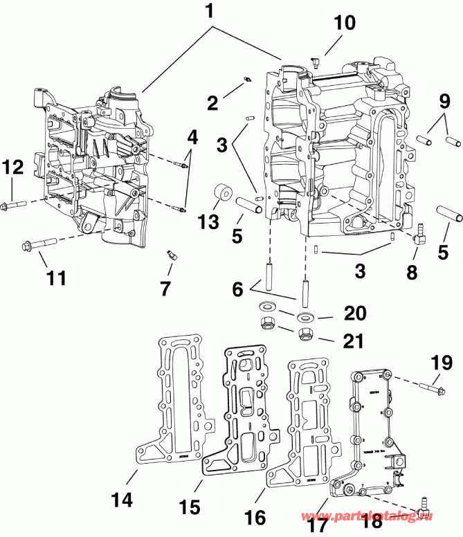 ��������� ����� ������� E15HTGLAFB  - cylinder & Crankcase / ������� & ������ ���������