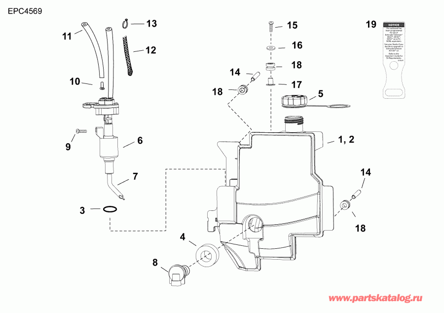 �������� ��������� ����� Evinrude E15HTGXAFA  - oil Tank & Pump / �������� ��� & �����