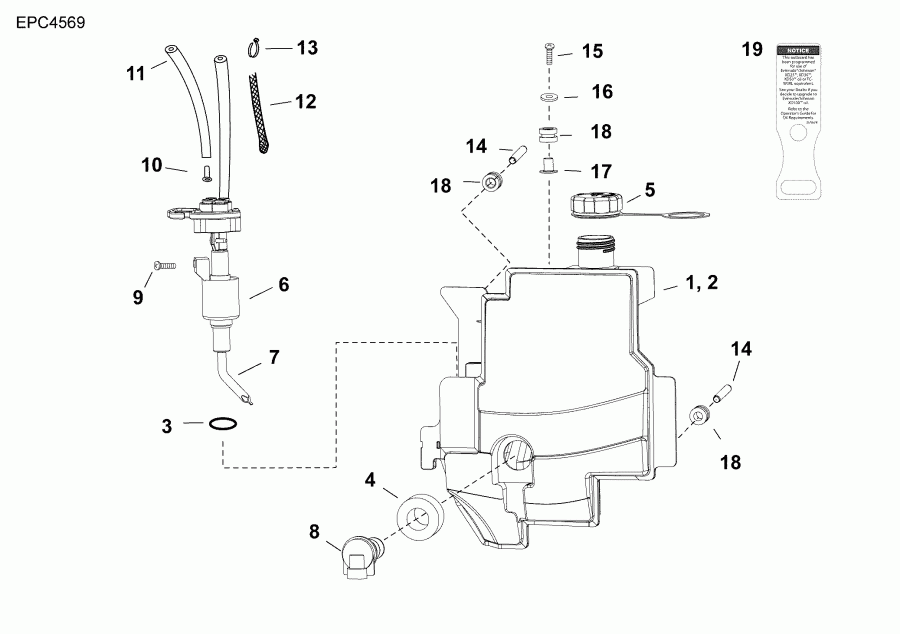 ����� EVINRUDE E25DGTLAFB  - �������� ��� & ����� - oil Tank & Pump