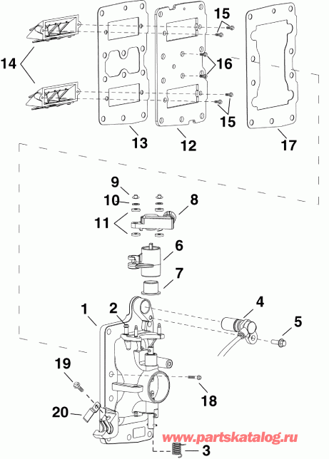 ��������� �������� ����� Evinrude E25DTSLAFB  - �������� ��������� � ����� - intake Manifold Assembly
