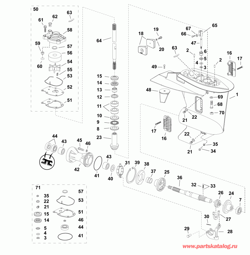 ��������� �������� ����� EVINRUDE E30DRGAFB  - ��������, H-type - gearcase, H-type
