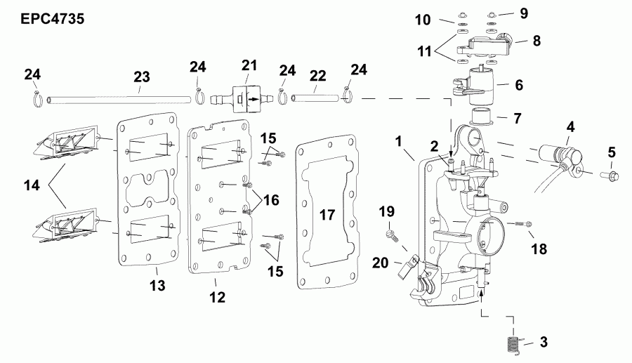 �������� ��������� ����� EVINRUDE E30MALAFA  - intake Manifold Assembly