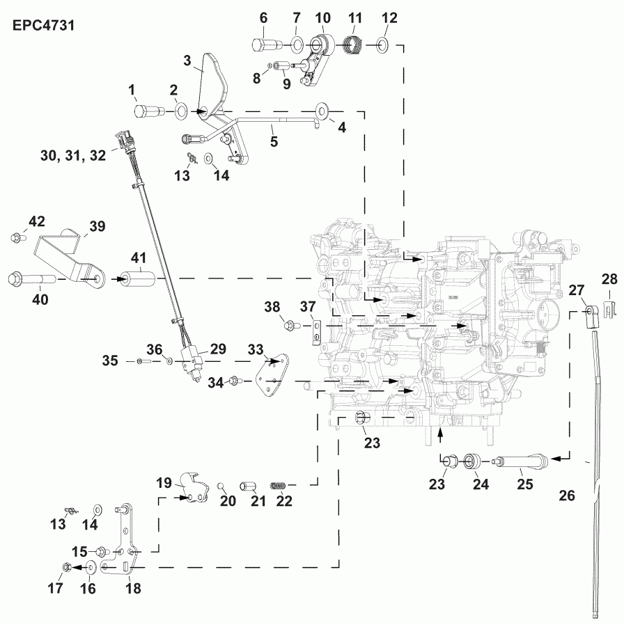 ��������� ������� E30MRLAFA  - throttle & Shift Linkage - �������� & ������������� ���������