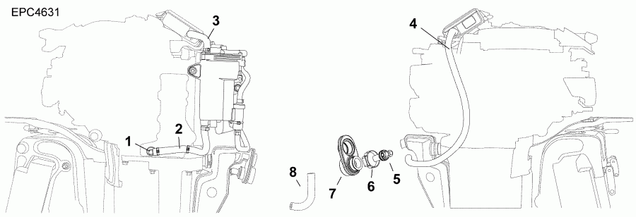 ��������� ����� EVINRUDE E30MRLAFA  - cooling Hoses