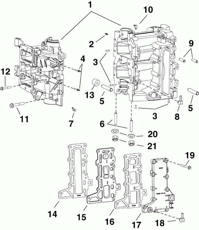  Evinrude E30TESLAFB  - cylinder & Crankcase -  &  
