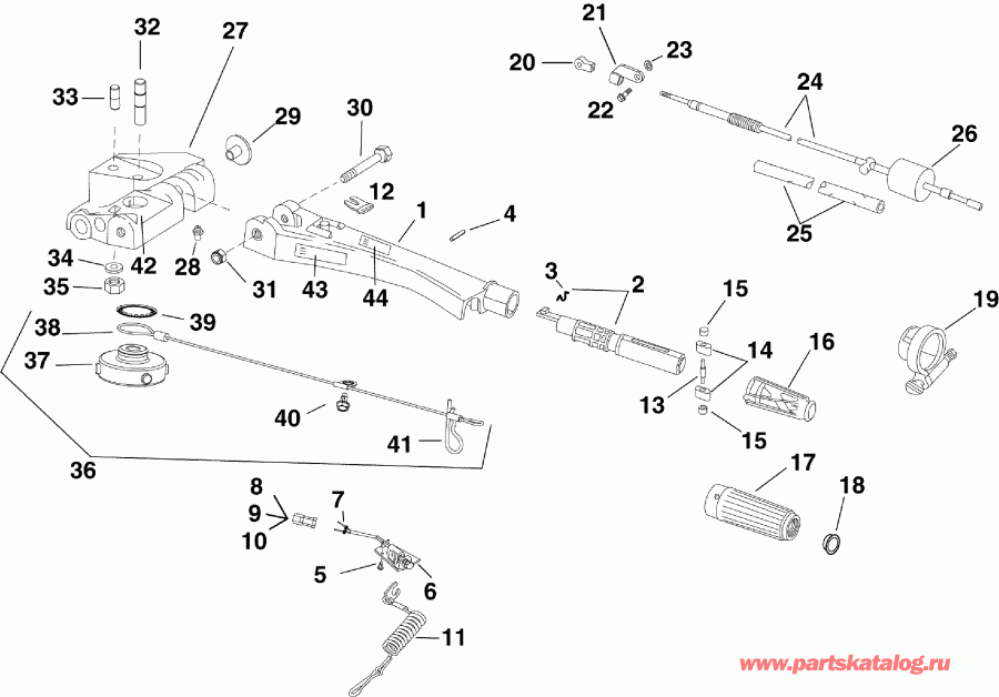  Evinrude E55MJRLAFA  - tiller Arm / ������� (����� �������)