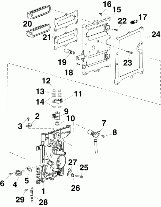 ��������� EVINRUDE E55MJRLAFB  - intake Manifold Assembly - �������� ��������� � �����