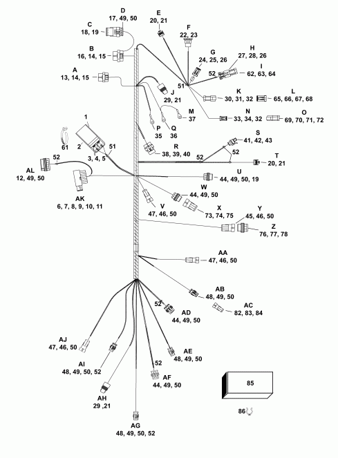 �������� ��������� ����� EVINRUDE E55MRLAFA  - electrical Harness - ��������� - ���� ��������