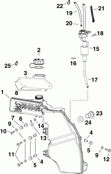 ����� Evinrude E55MRLAFA  - oil Tank & Pump - �������� ��� & �����