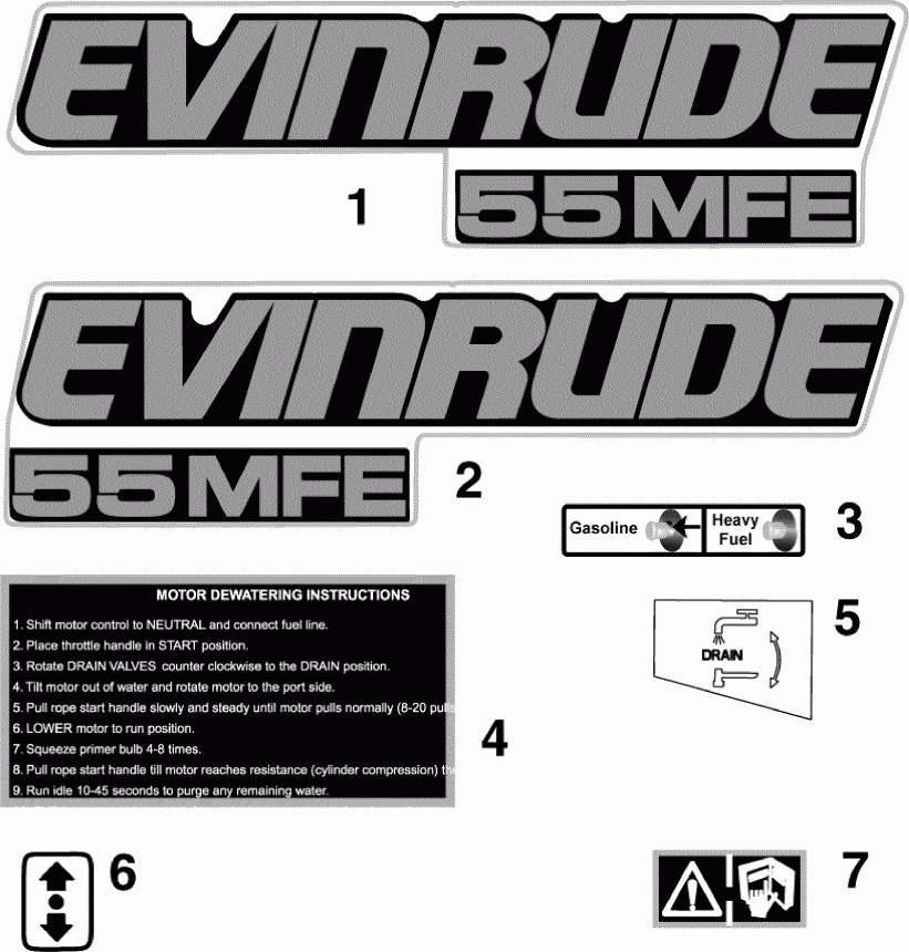    Evinrude E55MRLAFB  - decals / 