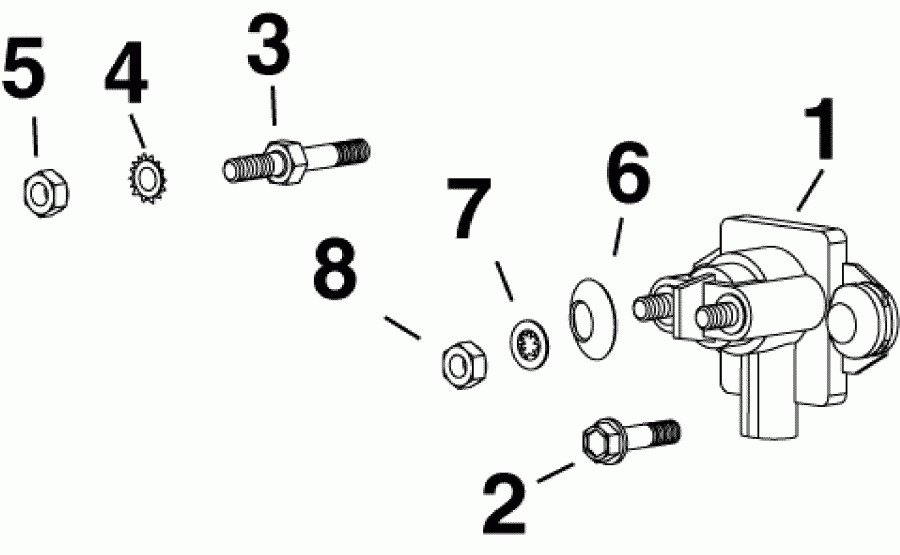 ��������� �������� ����� Evinrude E55MRLAFB  - solenoid & ���������� ������� / solenoid & Ground Stud