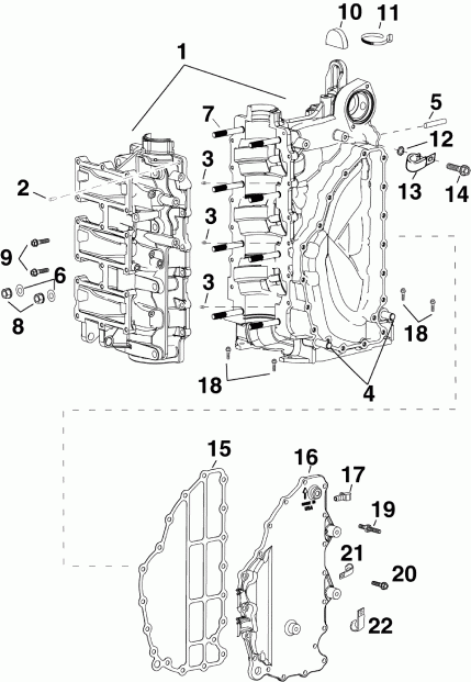  Evinrude E60DPJLAFB  - cylinder & Crankcase -  &  