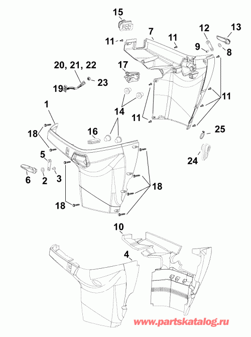 ��������� EVINRUDE E65SNLAFC  - lower Engine Cover - ������ ������ ���������
