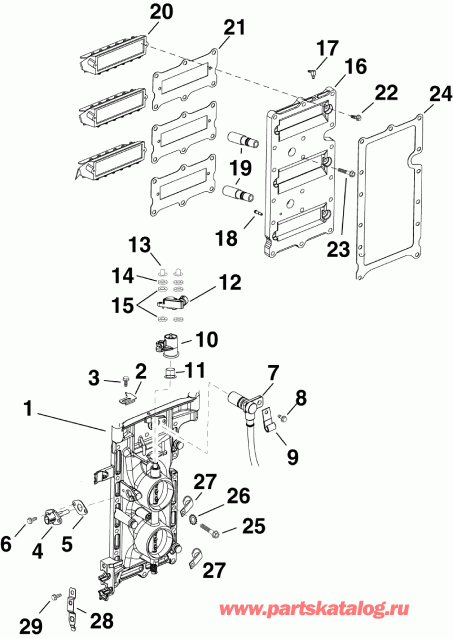 ��������� �������� ����� EVINRUDE E75DPGLAFA  - intake Manifold Assembly