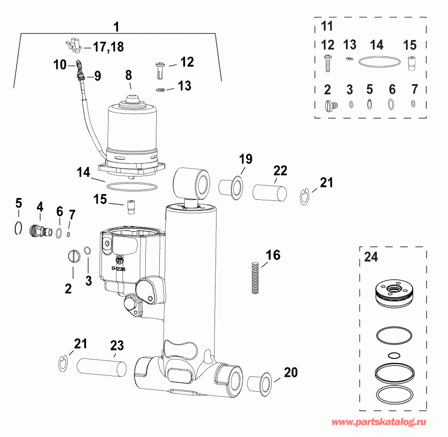  ������� E75DPGLAFB  - trim & Tilt Hydraulic Assembly All 60j, 65, 75, 90 Hp & 20 Inch V4 Models