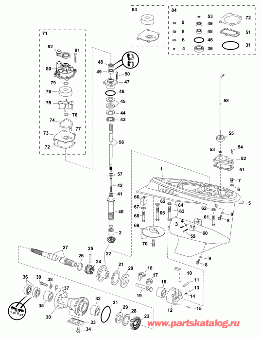 �������� ����� Evinrude E90DPGLAFC  - gearcase, (0.42 Ratio) S2-type - ��������, (0.42 Ratio) S2-type
