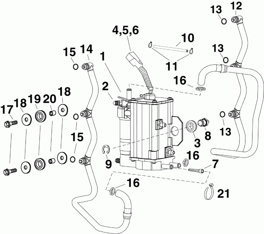 �������� ��������� ����� Evinrude E90DPXAFB  - fuel Pump & Vapor Separator - ��������� ����� & ��������������