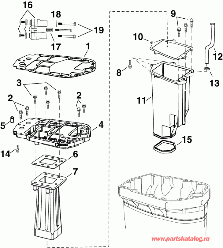 ��������� ����� EVINRUDE E90DSLAFC  - exhaust Adapter / Inner Housing / ������ Adapter / ������������ ������� ���-������