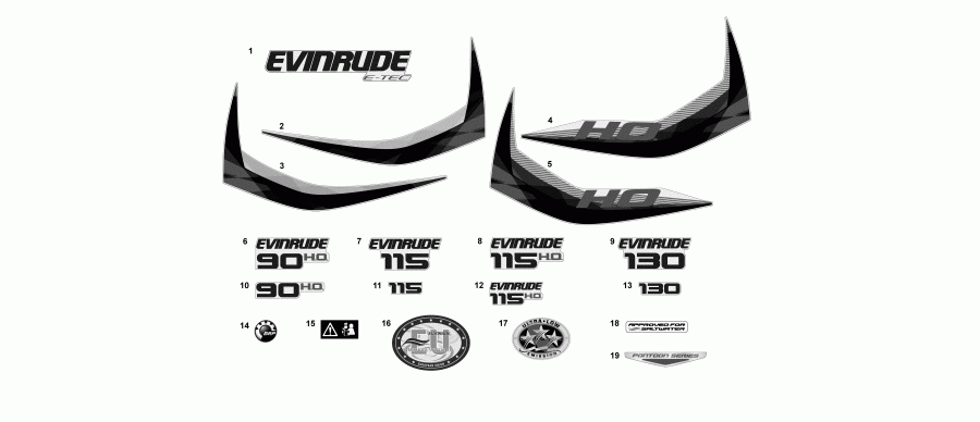 ��������� ����� EVINRUDE E90HGLAFH  - �������� - decals
