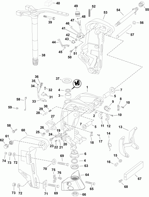 ��������� ����� Evinrude E90HGXAFH  - swivel Bracket