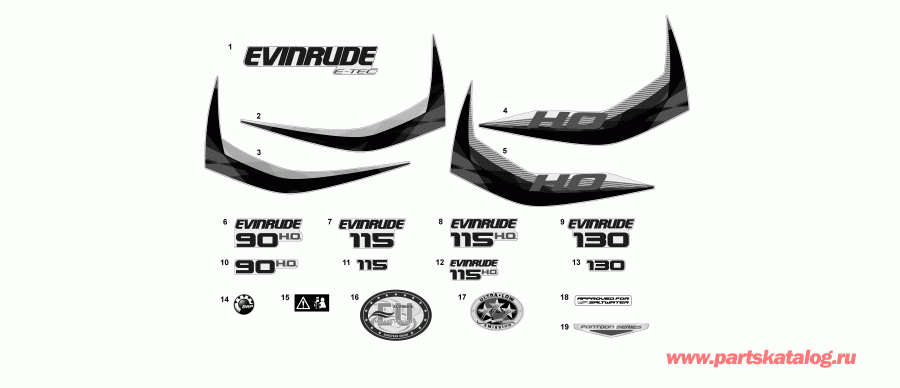 ��������� ��������� Evinrude E90HSLAFF  - decals / ��������
