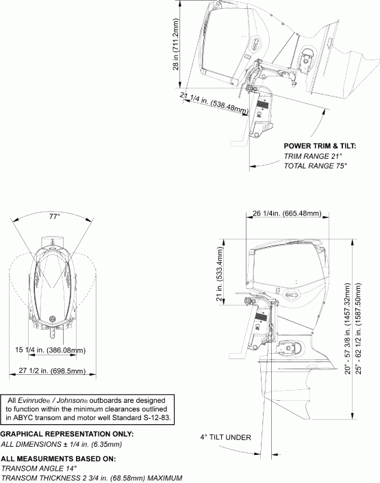 ��������� ����� Evinrude E90SLAFA  - profile Drawing - ������� �������
