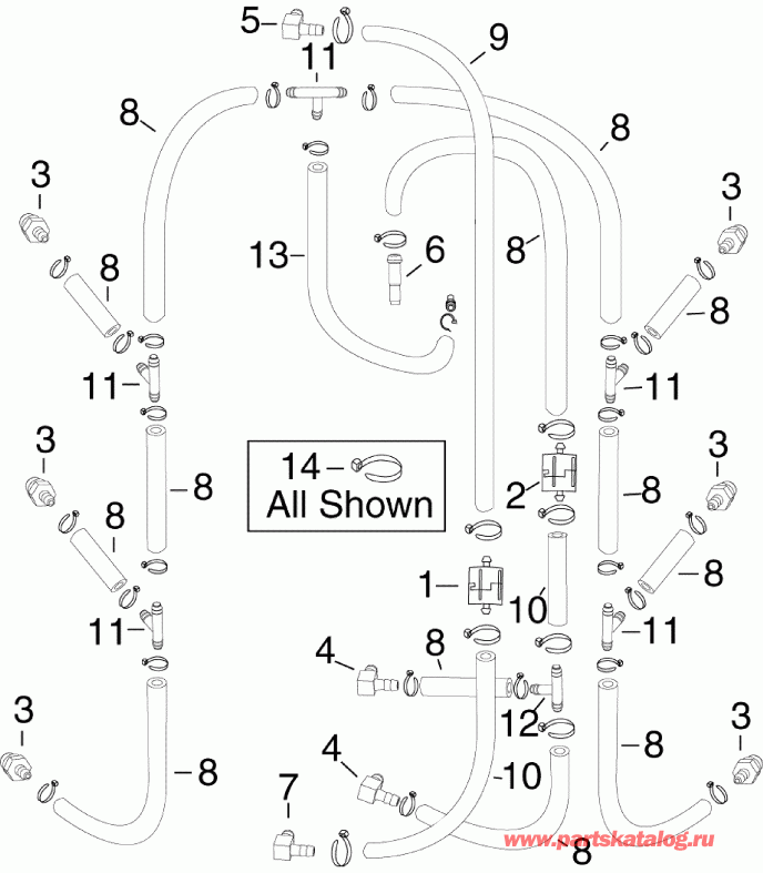 �������� ����� Evinrude DE300CZISF  - l Recirculation Hoses