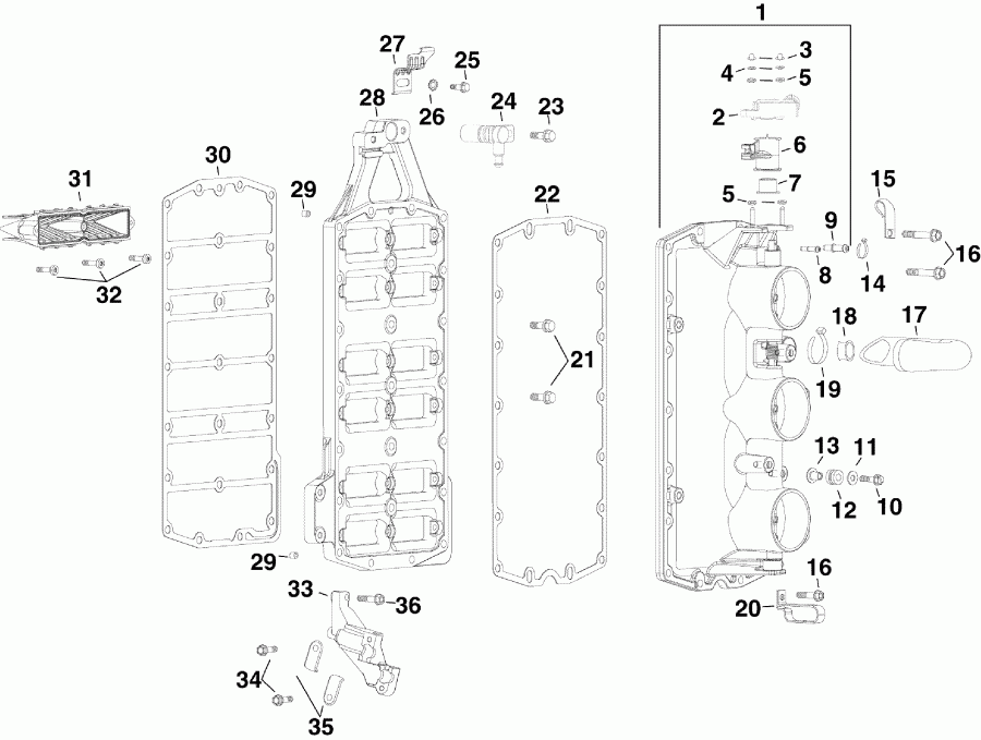 ��������� �������� ����� Evinrude DE300CZISG  - take Manifold Assembly