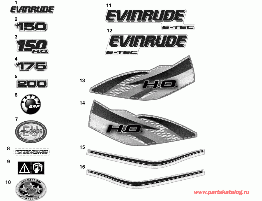 ��������� ��������� EVINRUDE E150HSLIIA  - White