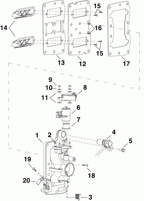 ��������� ��������� EVINRUDE E15HPSLIIH  - take ��������� Assembly / take Manifold Assembly