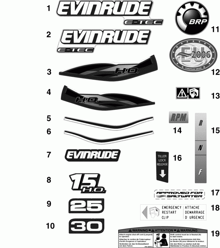 �������� ��������� ����� Evinrude E25DRSLIIS  - cals - cals