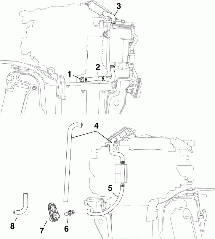 ��������� ��������� EVINRUDE E25DTELIIH  - oling �����s / oling Hoses