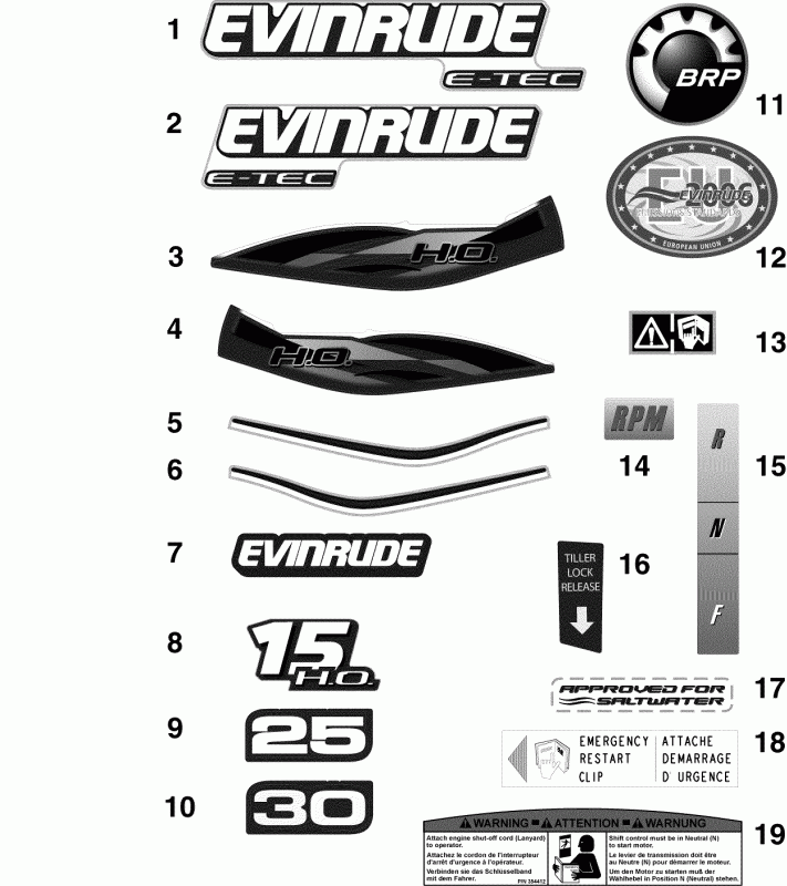   Evinrude E25DTELIIR  - cals