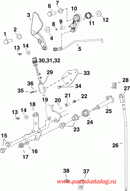  EVINRUDE E25DTSLIIS  - rottle & ������������� ��������� - rottle & Shift Linkage