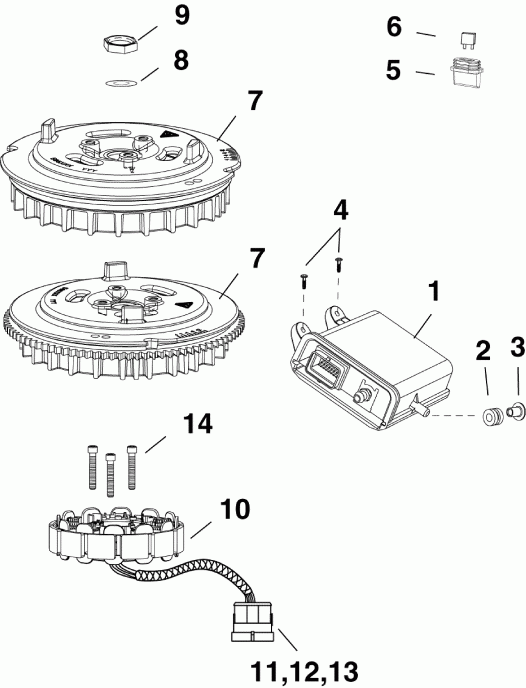��������� ��������� Evinrude E30DRIIG  - m, ������, ������� - m, Stator, Flywheel