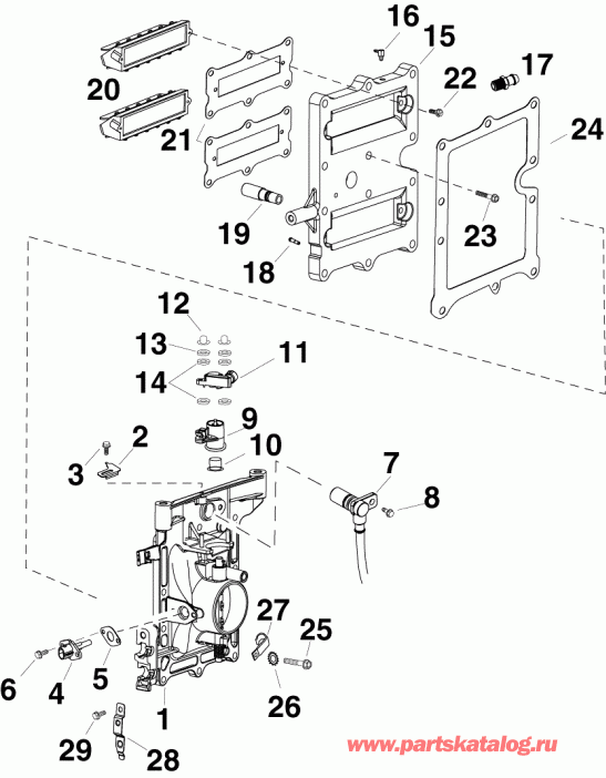 ��������� �������� ����� Evinrude E55MJRLIIM  - take Manifold Assembly