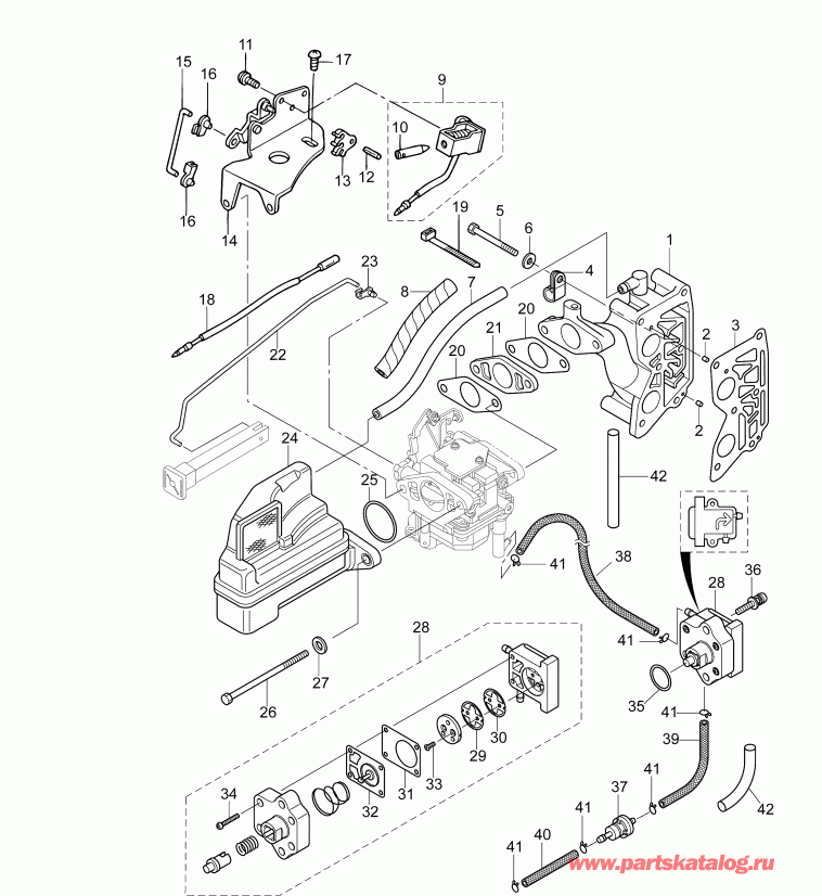 �������� ��������� ����� Evinrude B10PL4INS  - �������� ��������� & ��������� ����� / intake Manifold & Fuel Pump