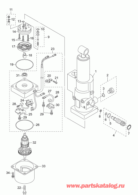 ����� ������� B10TPL4INS  - trim & Tilt Hydraulic Assembly - trim & Tilt Hydraulic Assembly
