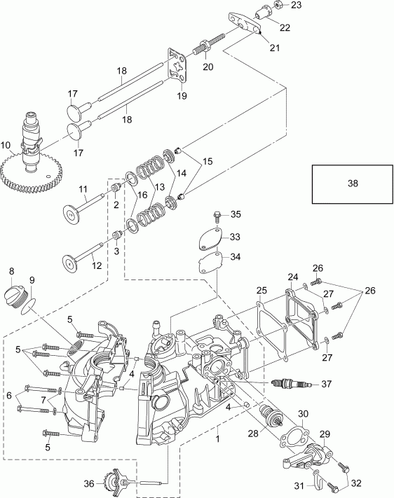    EVINRUDE B3R4INS  -  &     - cylinder & Crankcase Assembly
