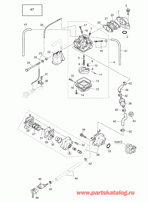 �������� ����� Evinrude B6R4INS  - ���������� & ��������� ����� - carburetor & Fuel Pump