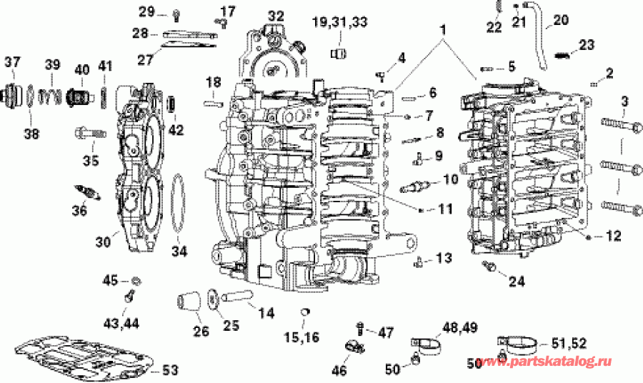����� EVINRUDE E130DSLINA  - linder & ������ ��������� / linder & Crankcase