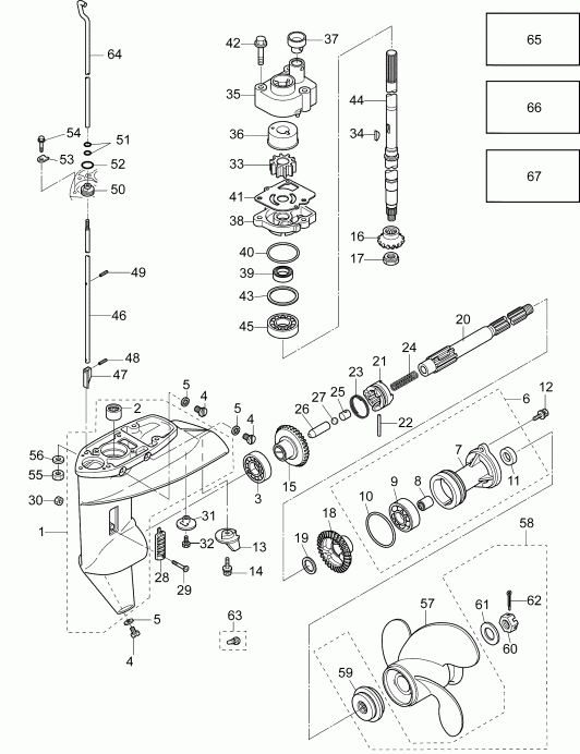 ��������� Evinrude E15RL4INS  - gearcase