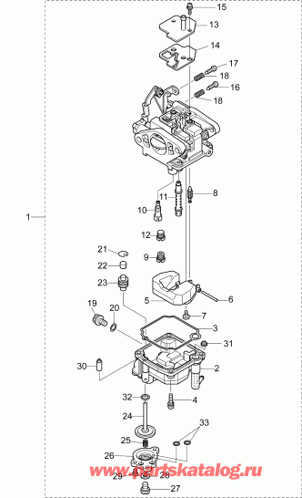 ��������� ��������� Evinrude E15TE4INS  - carburetor Assembly - ���������� � �����