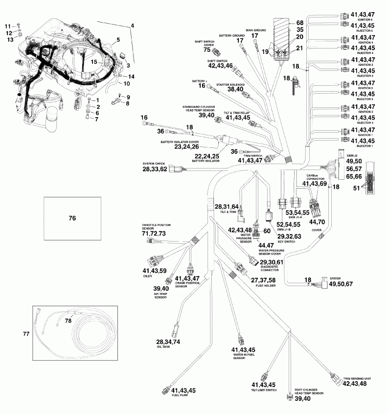 ��������� �������� ����� EVINRUDE E175DPLINE  - ectrical ���� ��������