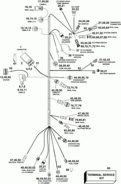 ��������� ����� Evinrude E40DRLINC  - ectrical ���� �������� / ectrical Harness