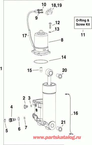 ��������� �������� ����� Evinrude E60DPLINC  - im & Tilt Hydraulic Assembly