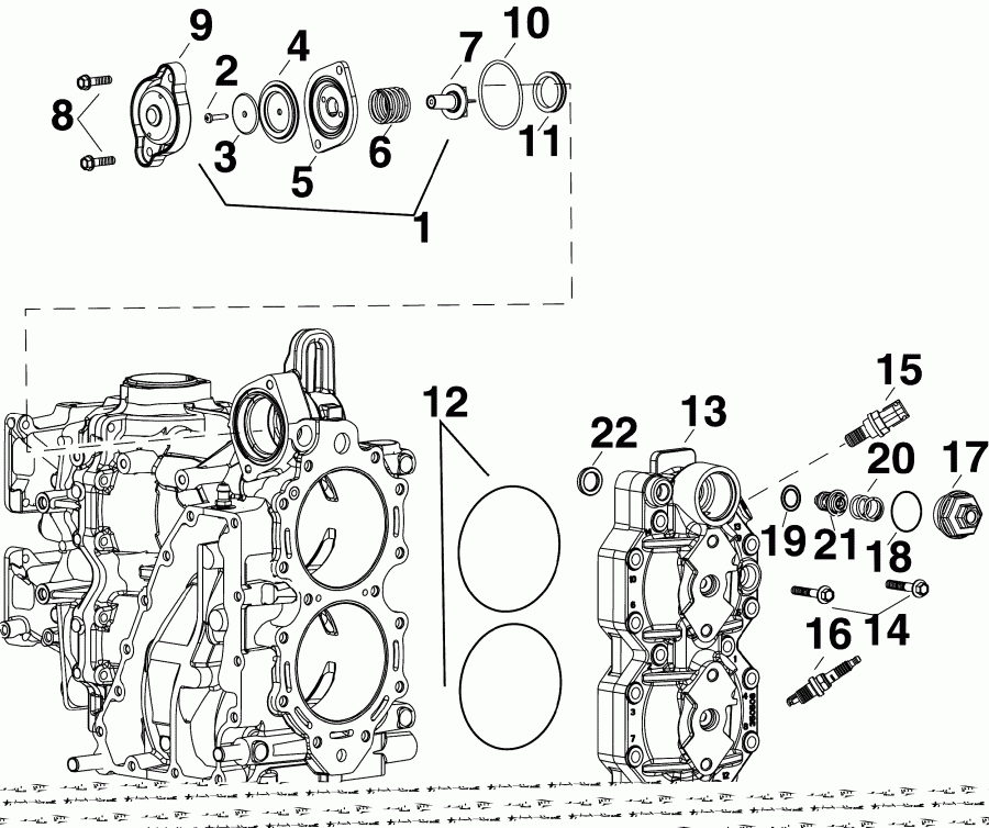 ��������� EVINRUDE E65WDRLINM  - linder Head & ��������� / linder Head & Thermostat