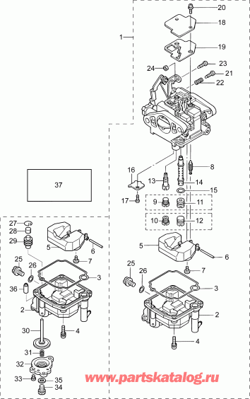 ��������� ��������� Evinrude B10R4AAB  - carburetor Assembly - ���������� � �����